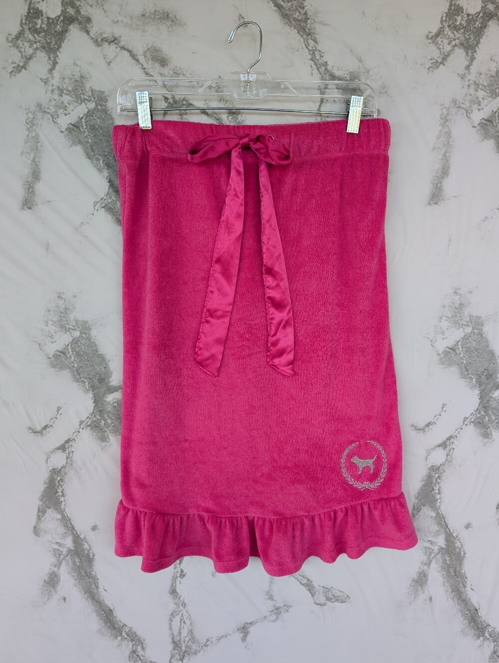 Y2K Victoria's Secret Love Pink Sequin Terry Bathing Suit Cover Up Mini Dress XS